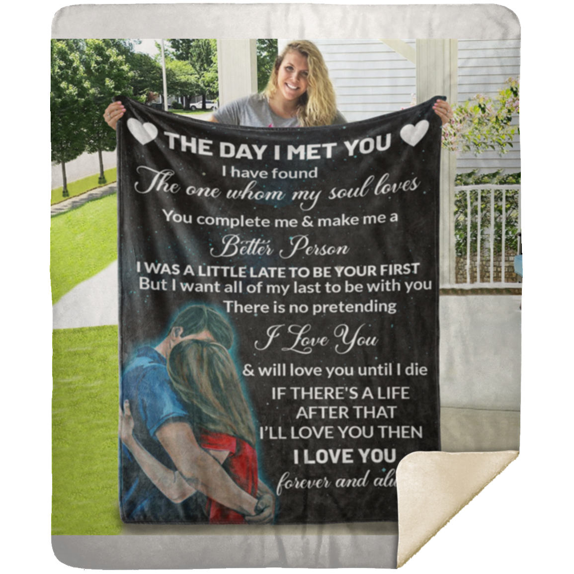 The Day I Met You Personalized Blanket MSHM Premium Mink Sherpa 50x60