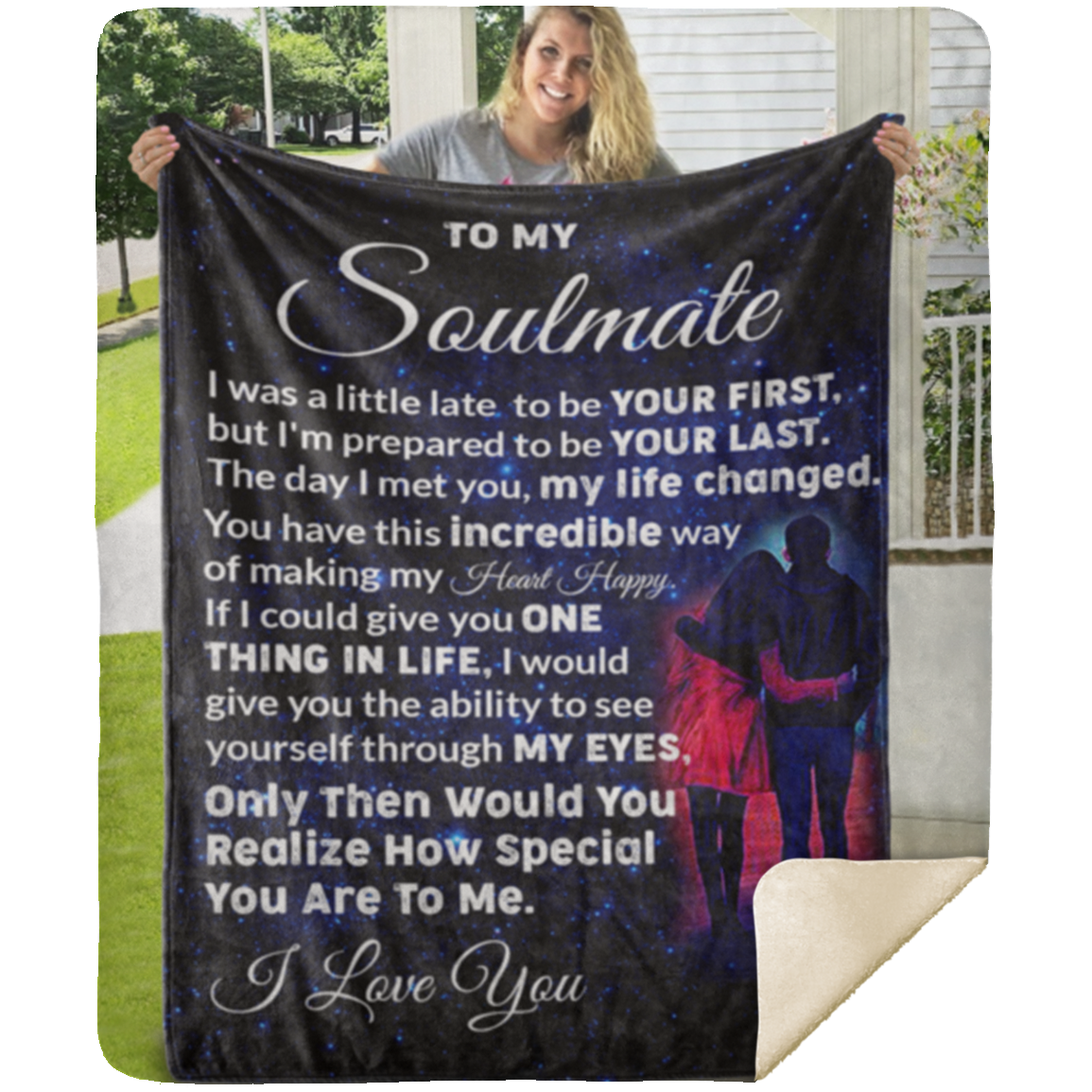 To My Soulmate Personalized Blanket MSHM Premium Mink Sherpa 50x60