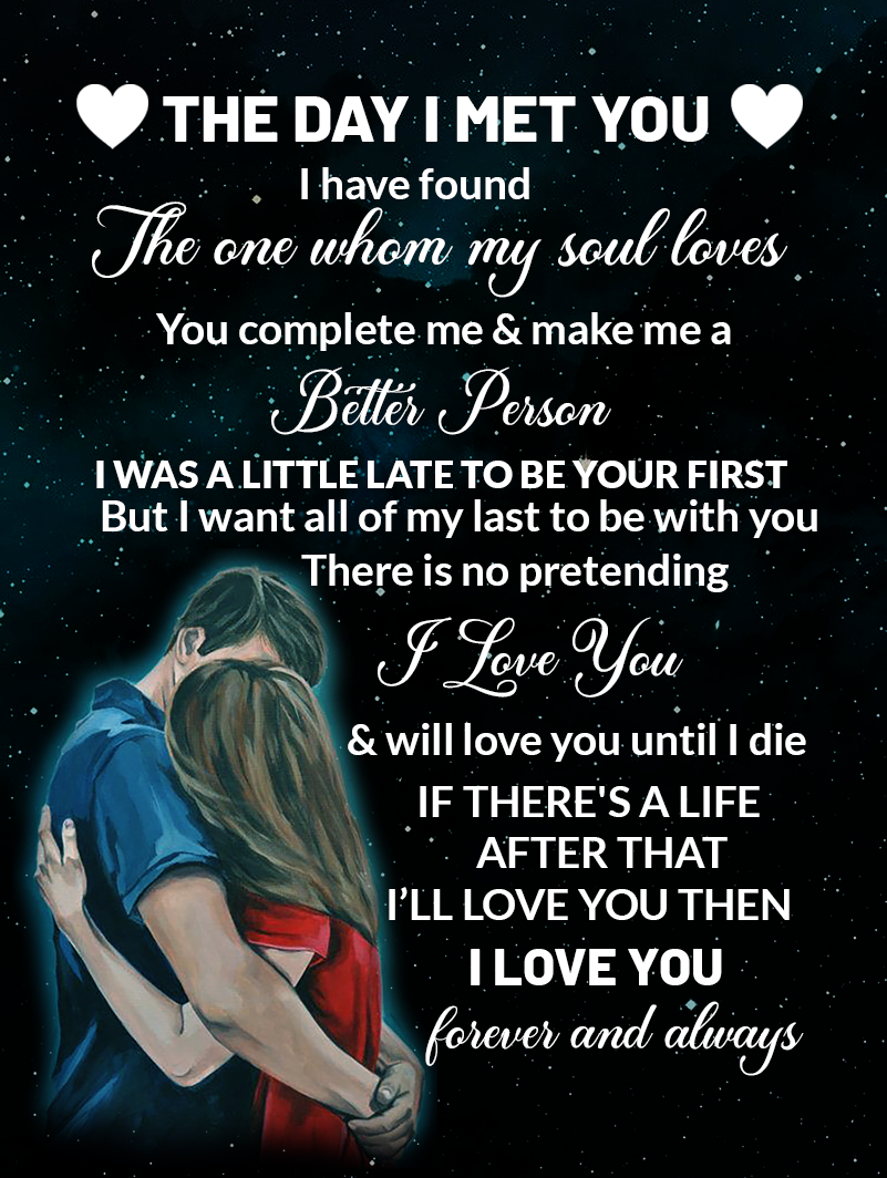 The Day I Met You Personalized Sherpa Blanket 50" x 60"