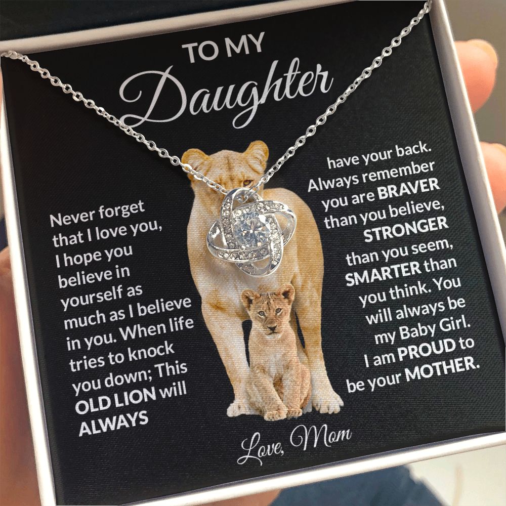 To My Daughter Love Mom Love Knot Necklace