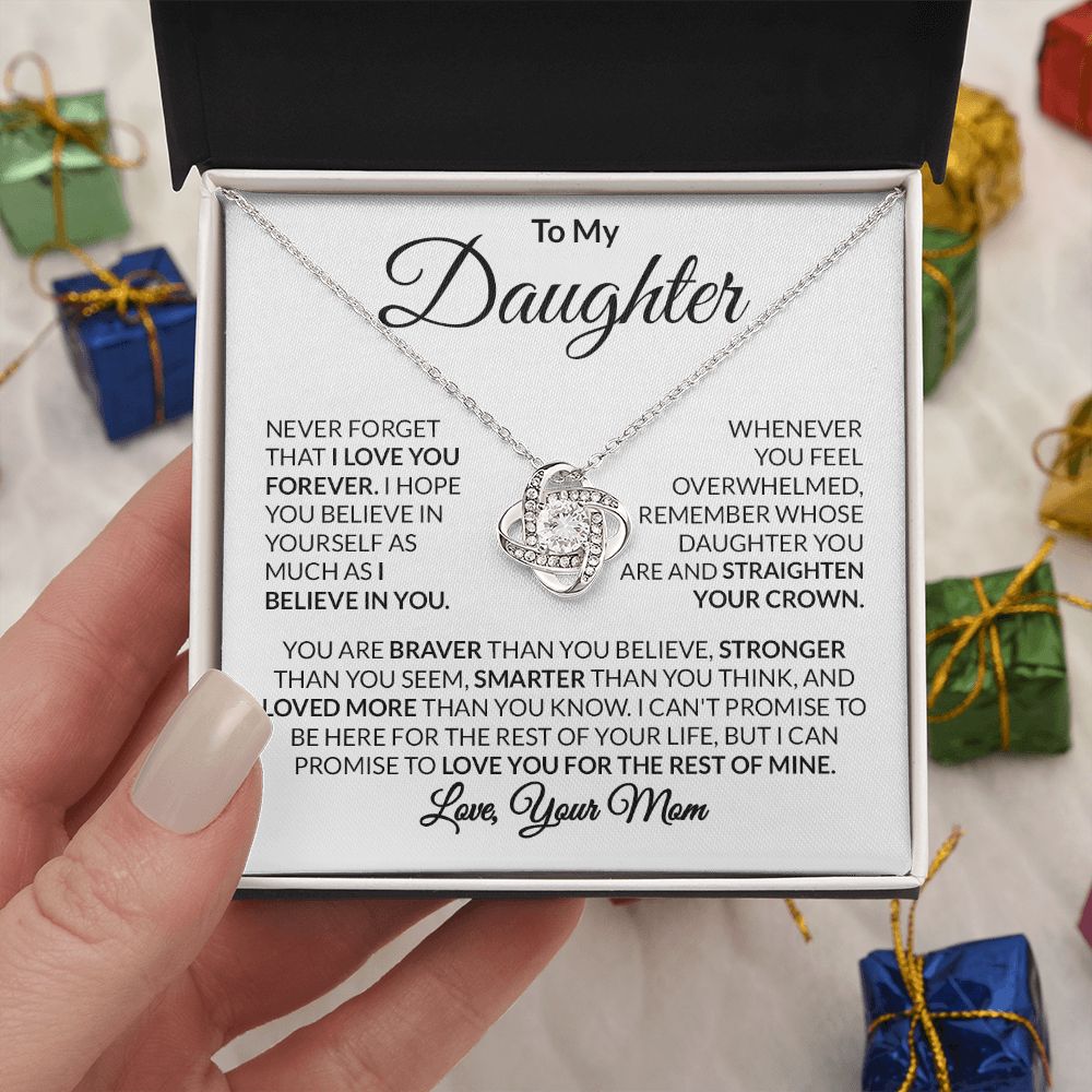 To My Daughter Love Mom Love Knot Necklace