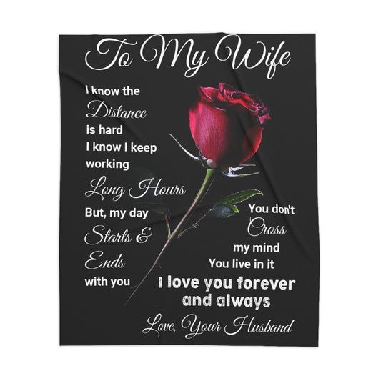 To My Wife I Know The Distance Personalized Sherpa Blanket 50" x 60"