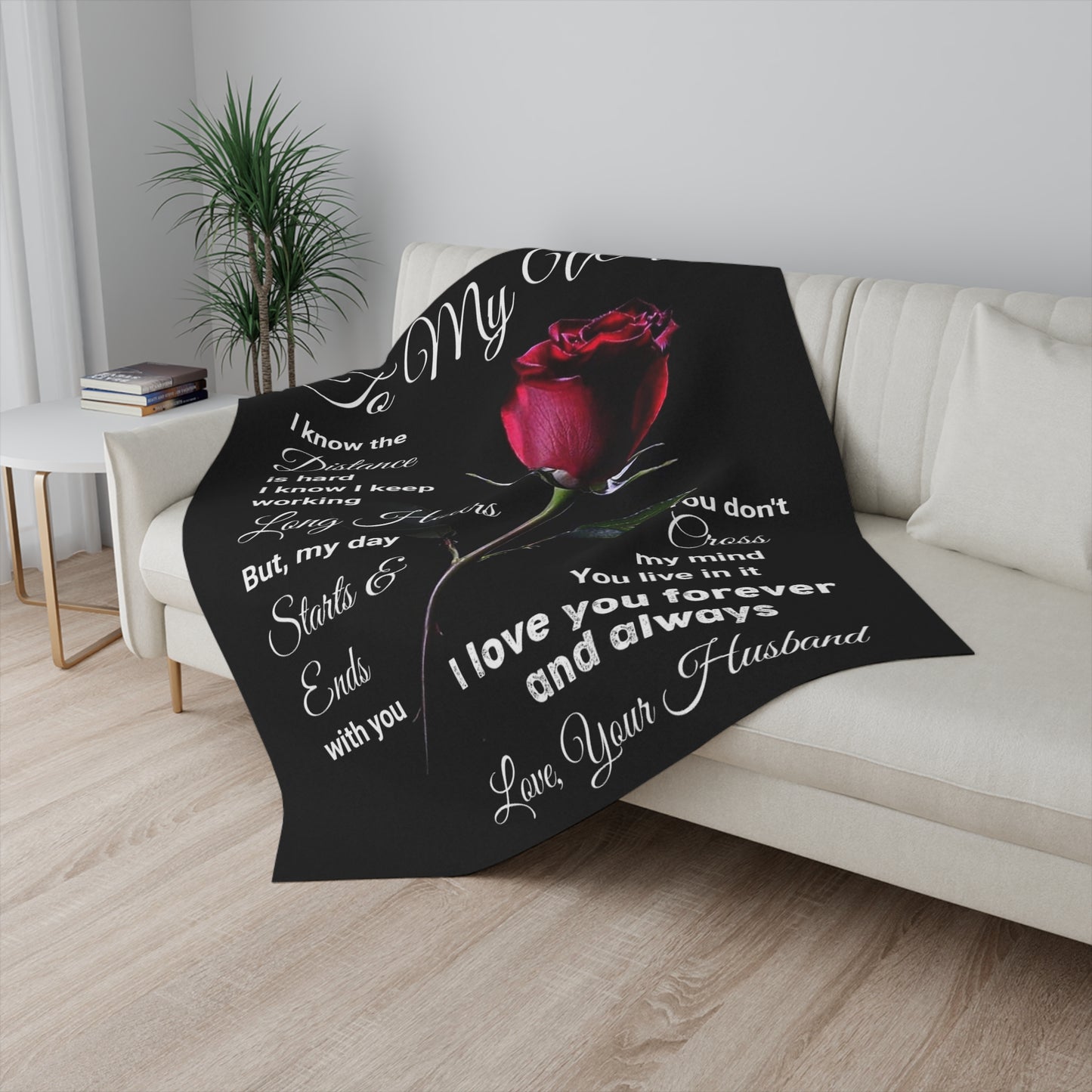 To My Wife I Know The Distance Personalized Sherpa Blanket 50" x 60"