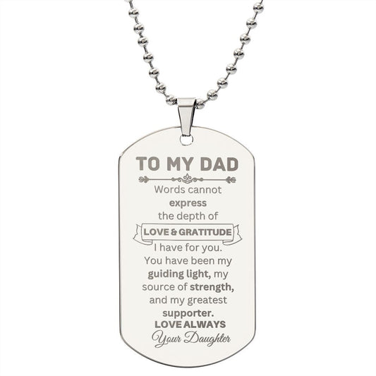To My Dad Engraved Dog Tag Necklace!
