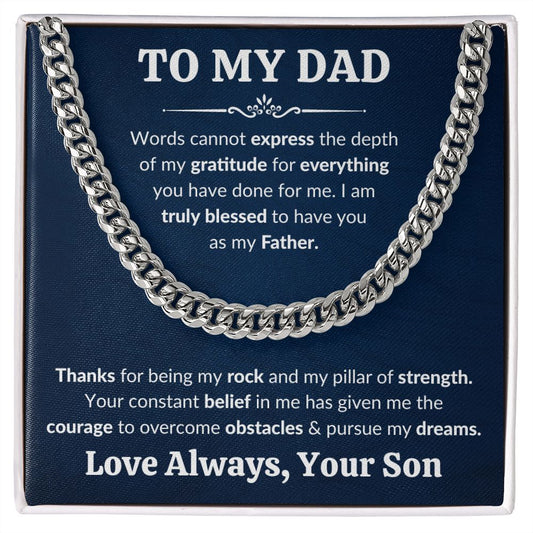 To My Dad Cuban Link Chain