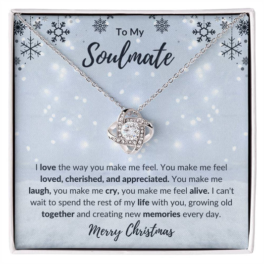 To My Soulmate I Love The Way You Make Me Feel Love Knot Necklace