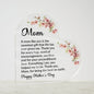 HAPPY MOTHERS DAY A Mom Like You Is The Sweetest Gift Printed Heart Shaped Acrylic Plaque