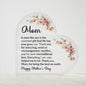 HAPPY MOTHERS DAY A Mom Like You Is The Sweetest Gift Printed Heart Shaped Acrylic Plaque