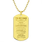To My Dad Engraved Dog Tag Necklace!