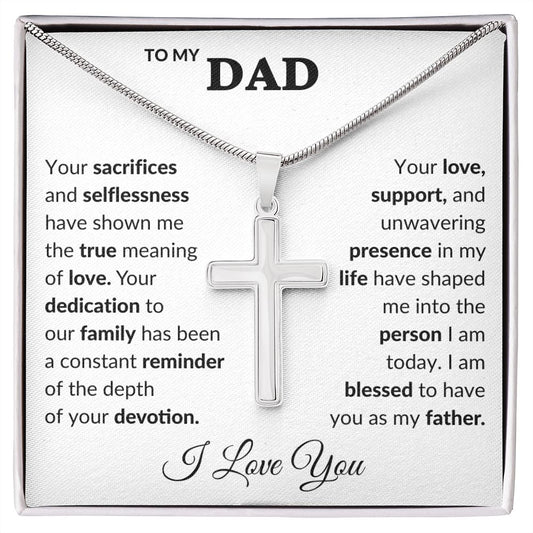 To My Dad Stainless Steel Cross Necklace