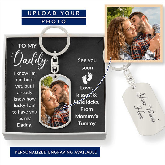 To My Daddy Dog Tag Photo Keychain