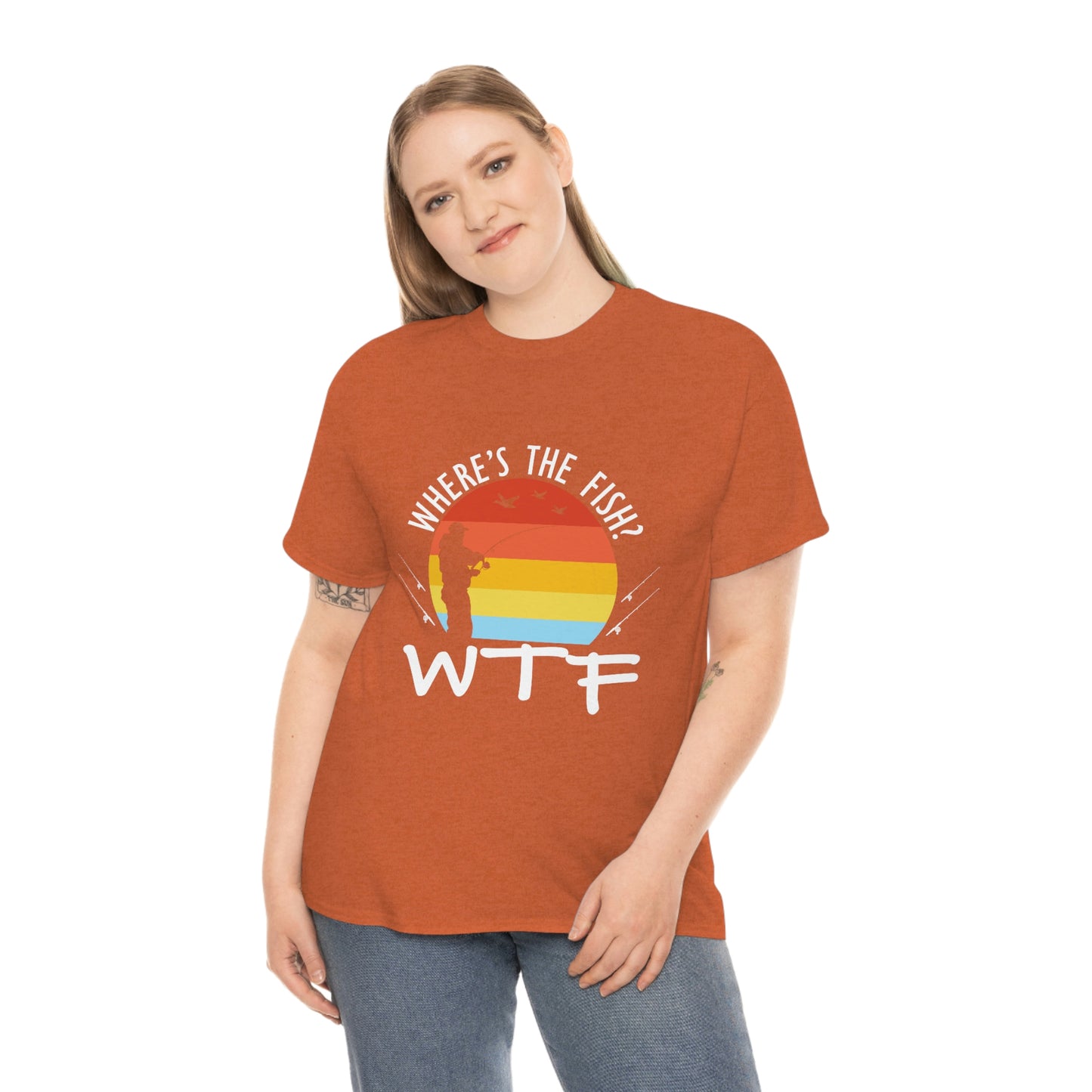Where's The Fish  WTF Unisex Heavy Cotton Tee