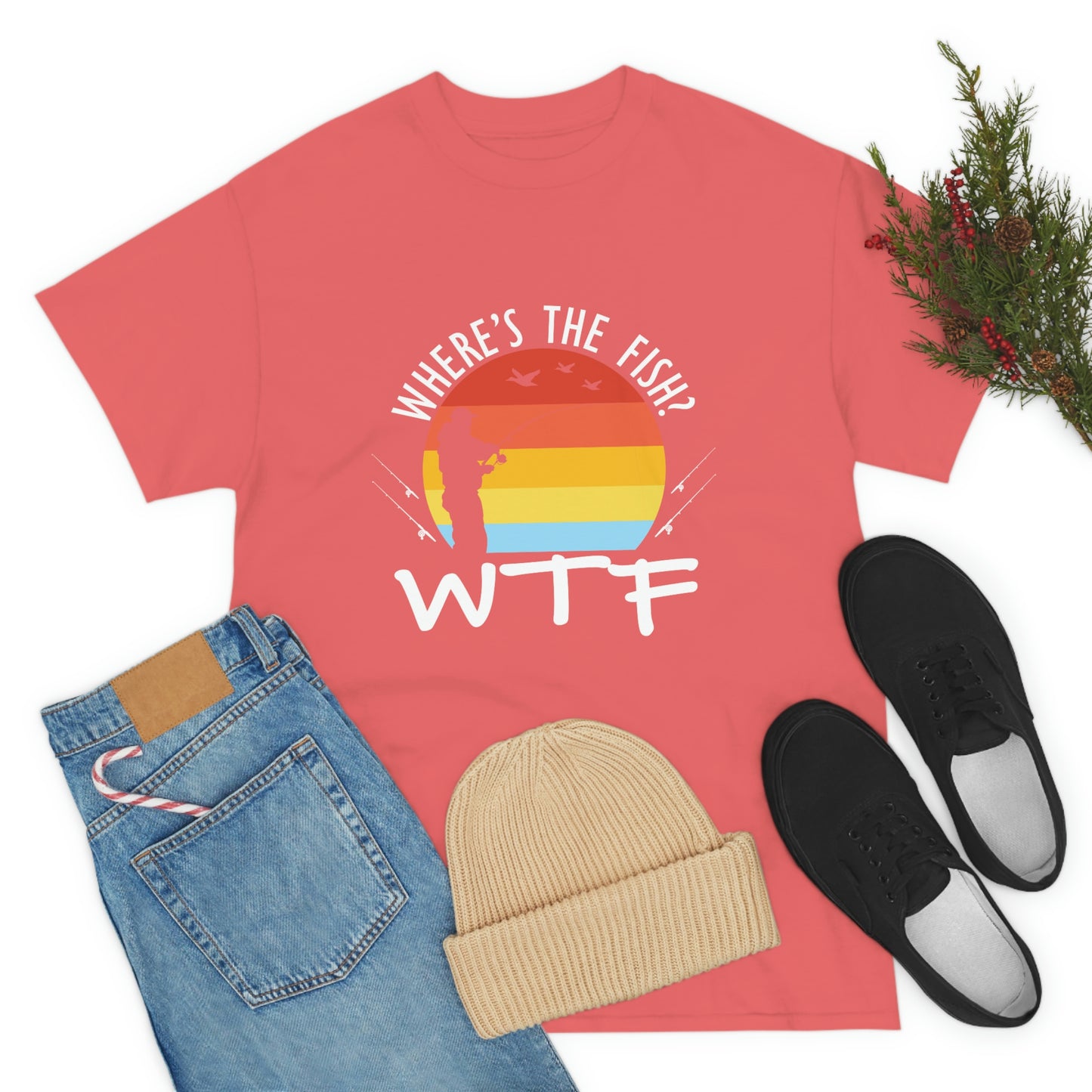 Where's The Fish  WTF Unisex Heavy Cotton Tee