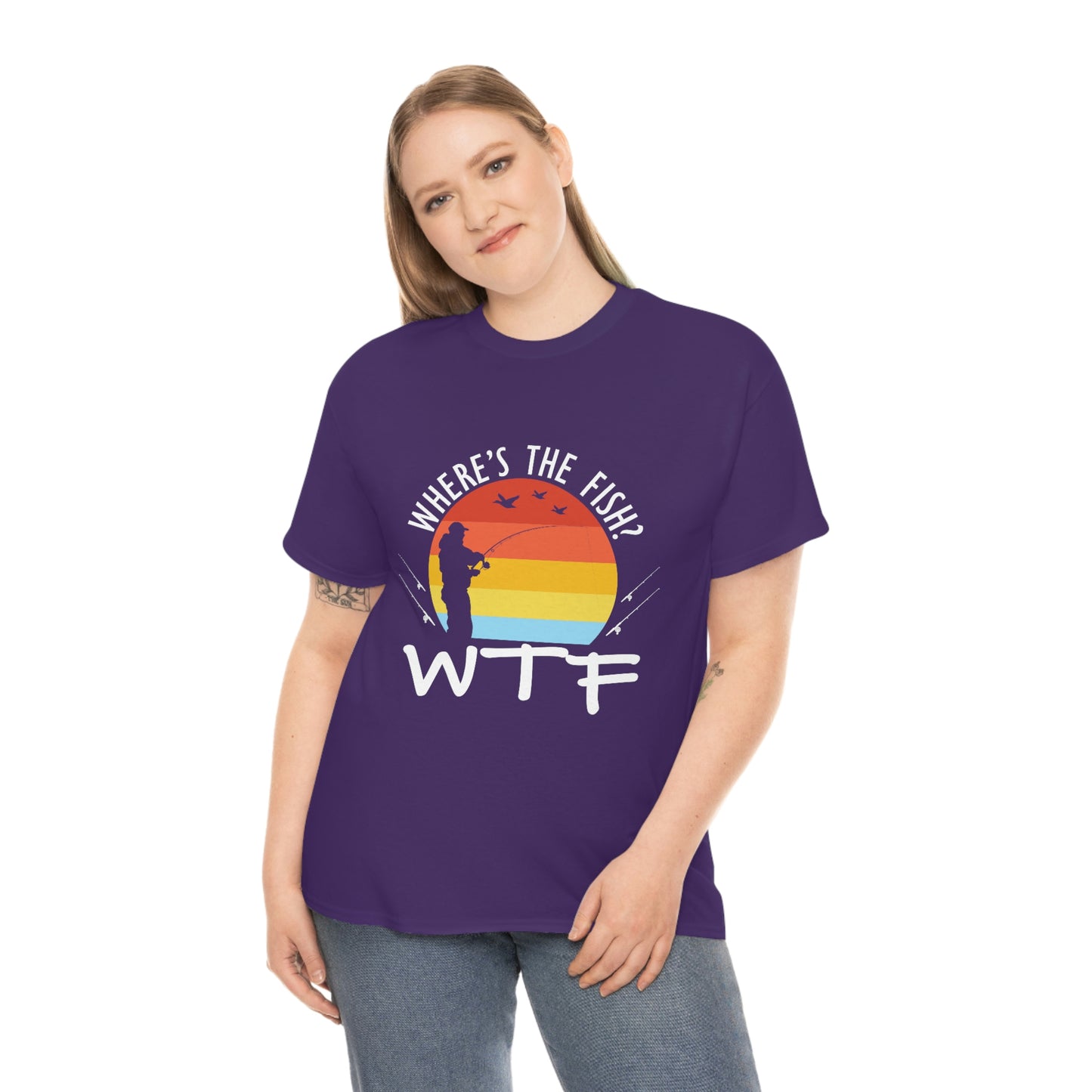 Where's The Fish  WTF Unisex Heavy Cotton Tee