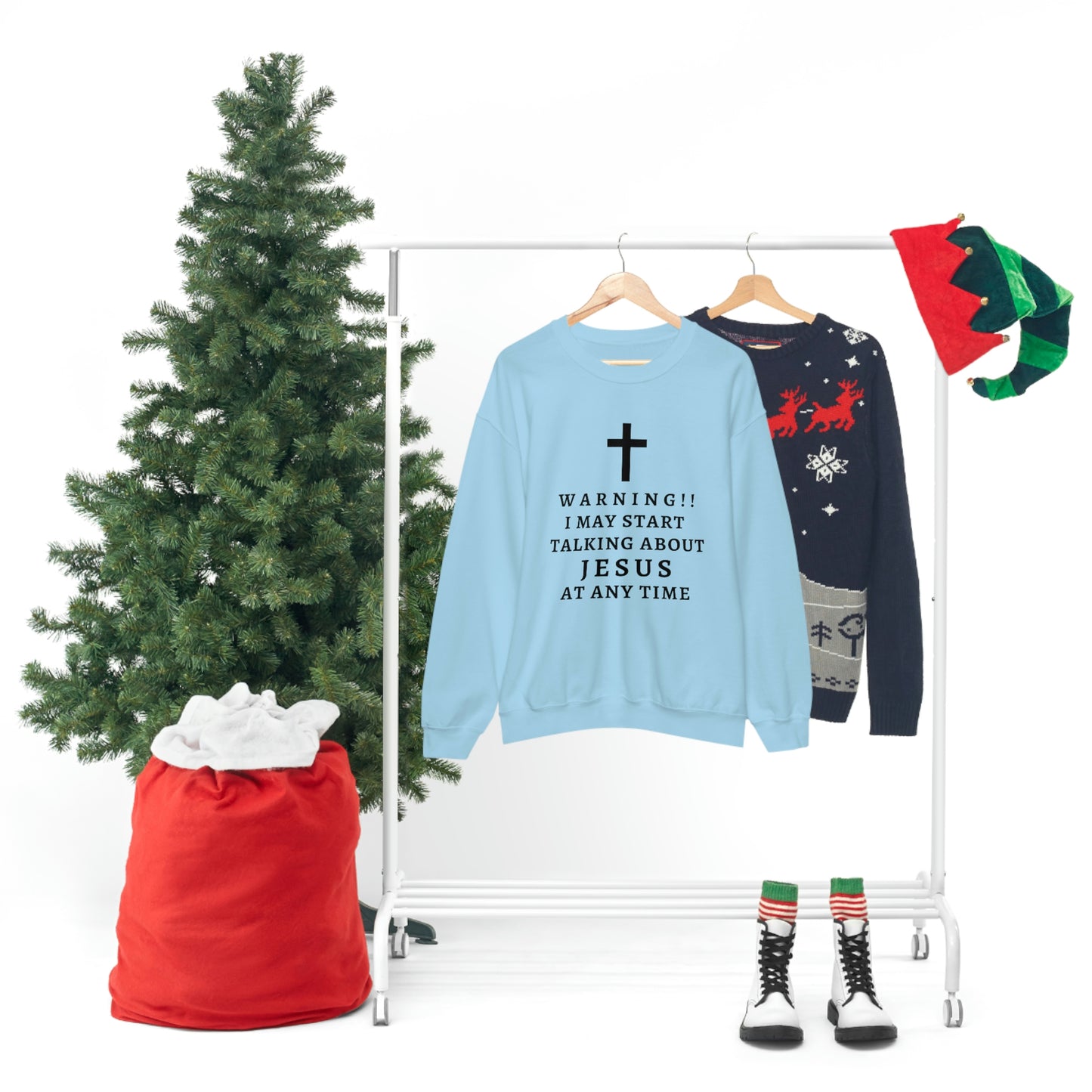 Warning I May Start Talking About Jesus  Unisex Heavy Blend™ Crewneck Sweatshirt