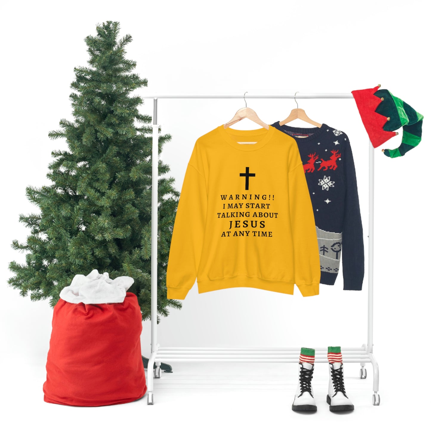Warning I May Start Talking About Jesus  Unisex Heavy Blend™ Crewneck Sweatshirt