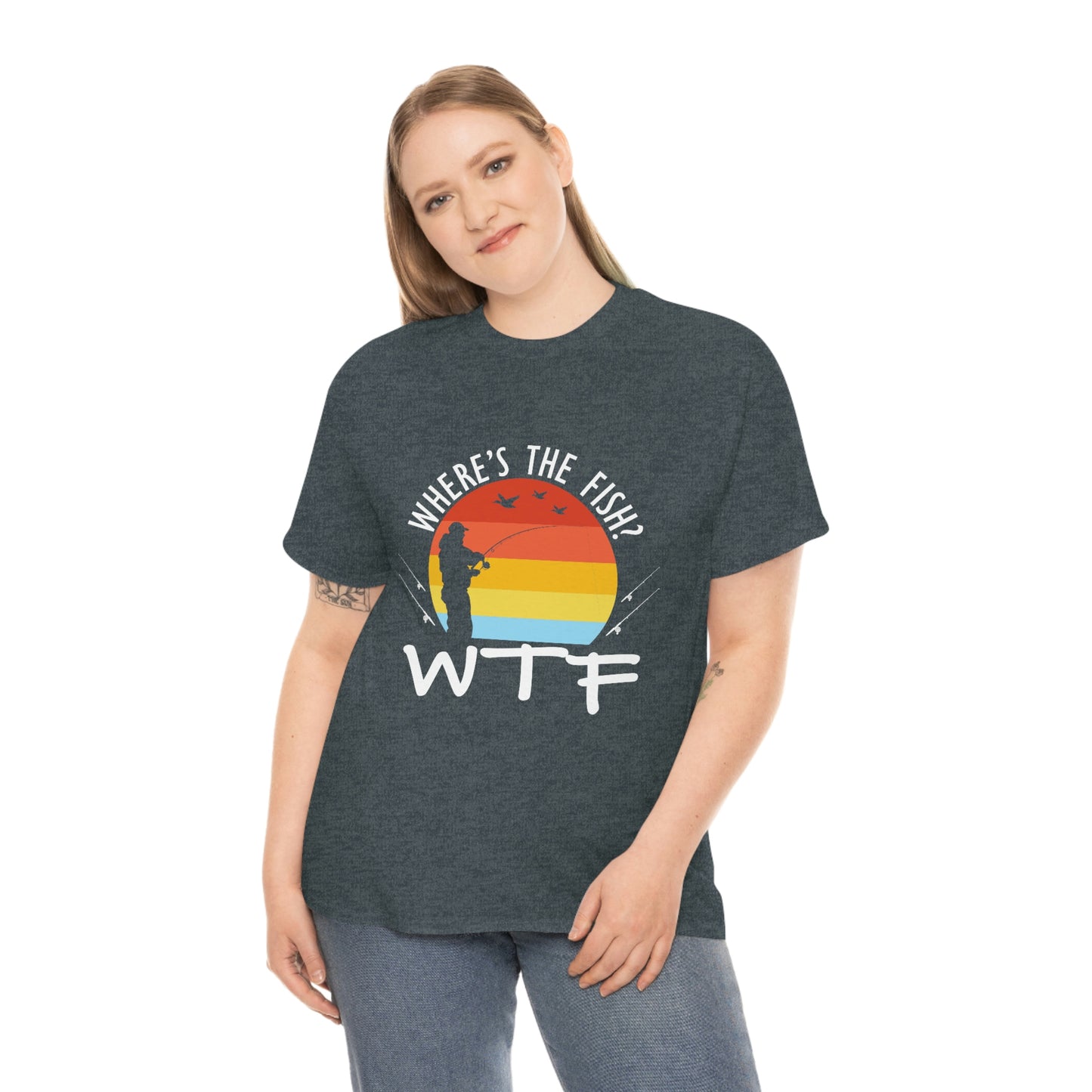 Where's The Fish  WTF Unisex Heavy Cotton Tee