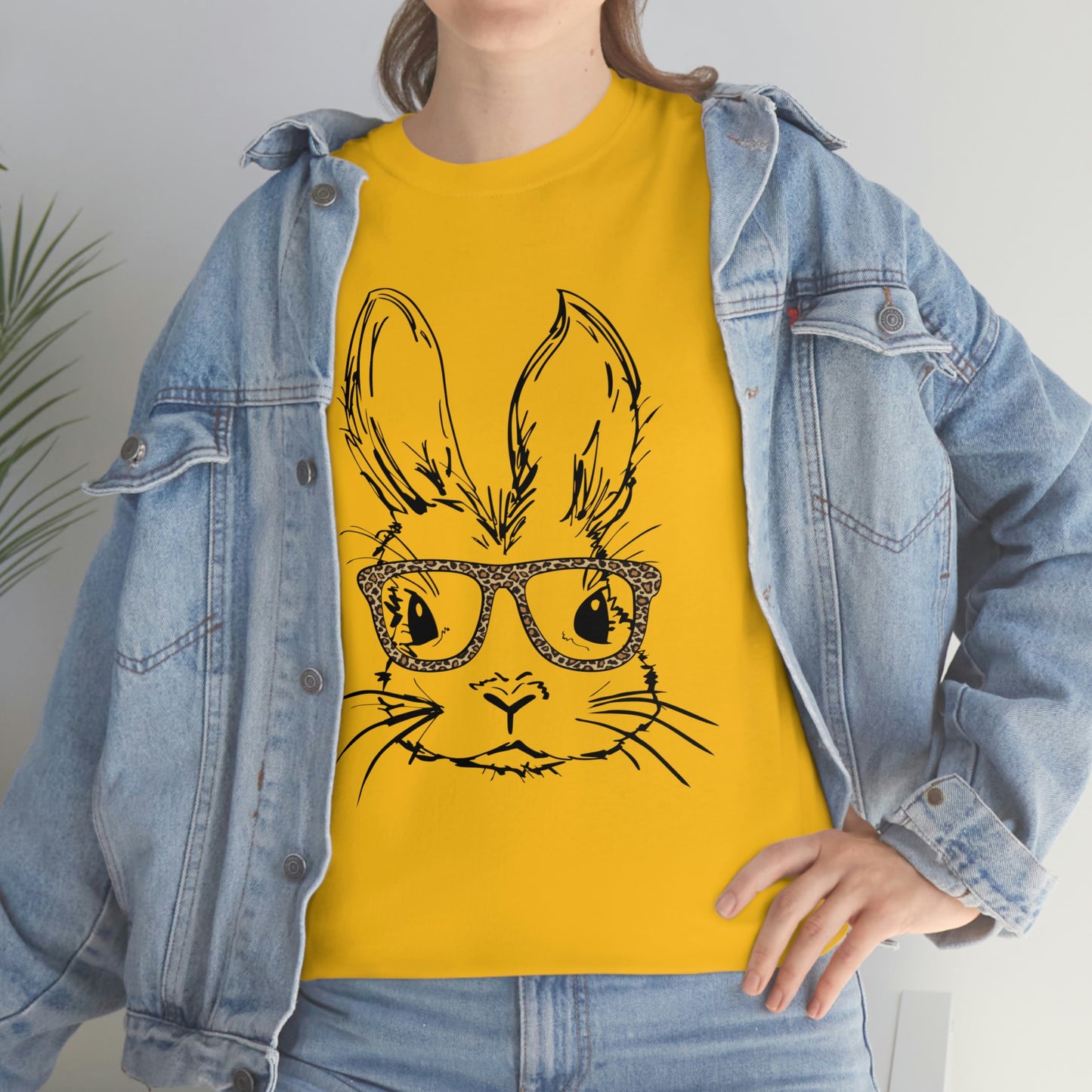 Easter Bunny With Glasses Unisex Heavy Cotton Tee