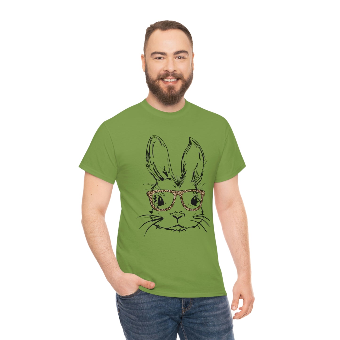 Easter Bunny With Glasses Unisex Heavy Cotton Tee