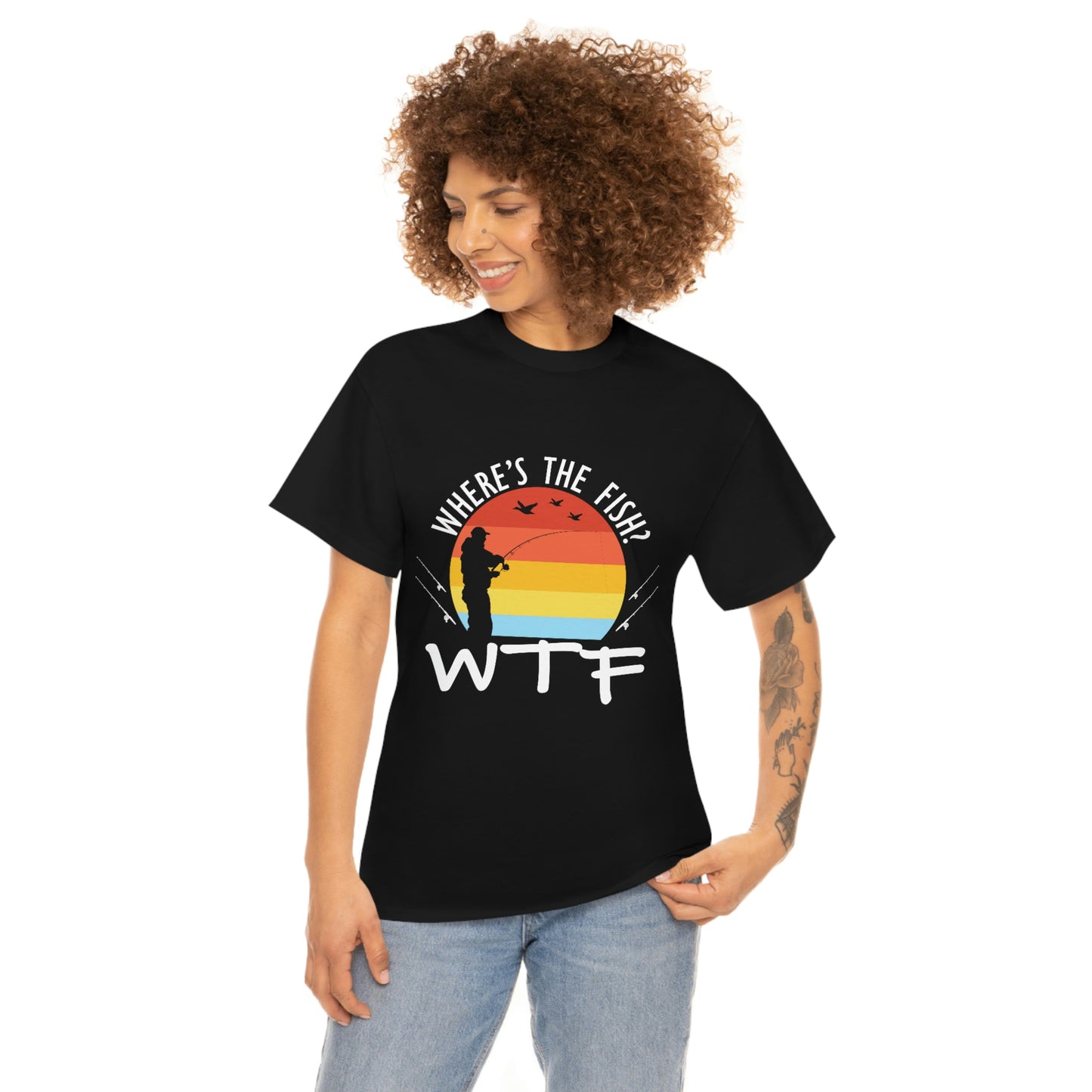 Where's The Fish  WTF Unisex Heavy Cotton Tee