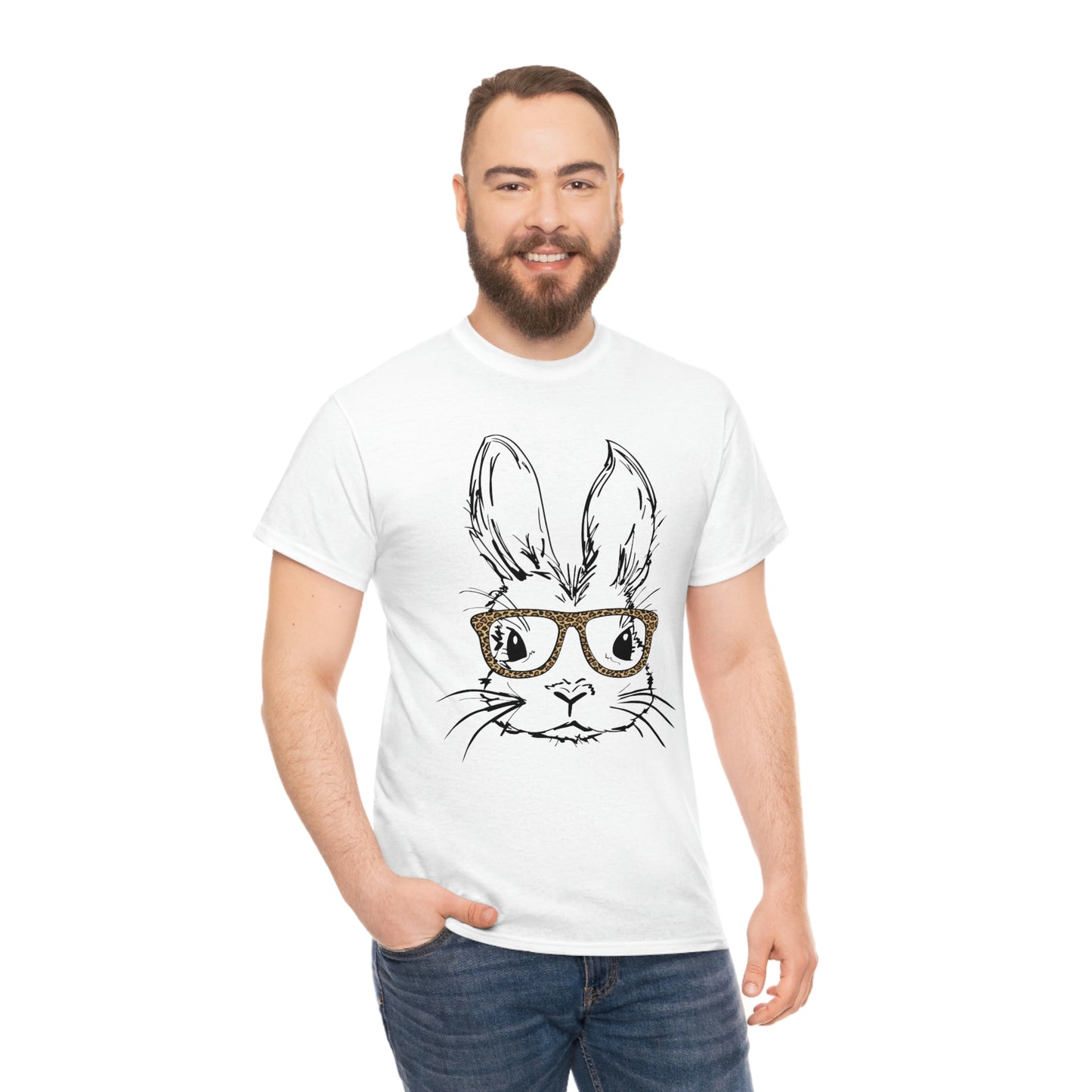 Easter Bunny With Glasses Unisex Heavy Cotton Tee