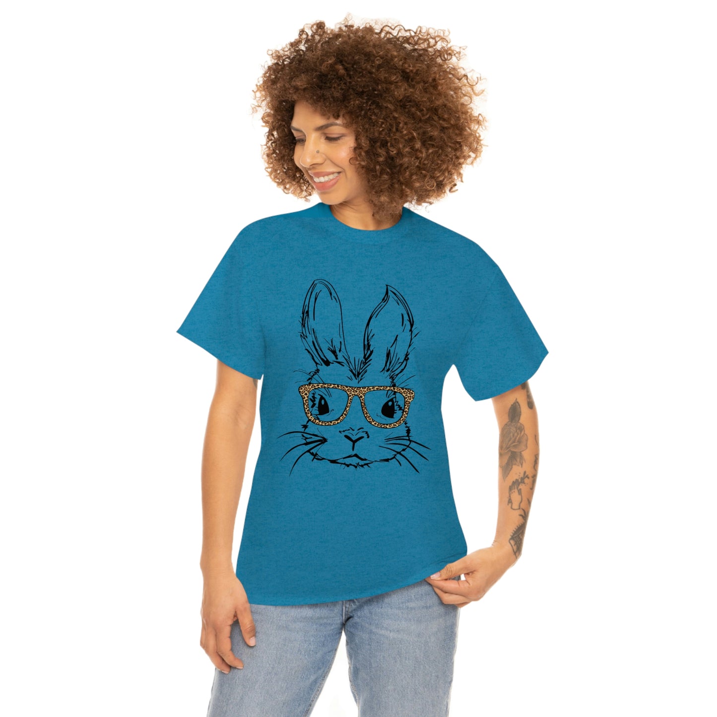 Easter Bunny With Glasses Unisex Heavy Cotton Tee