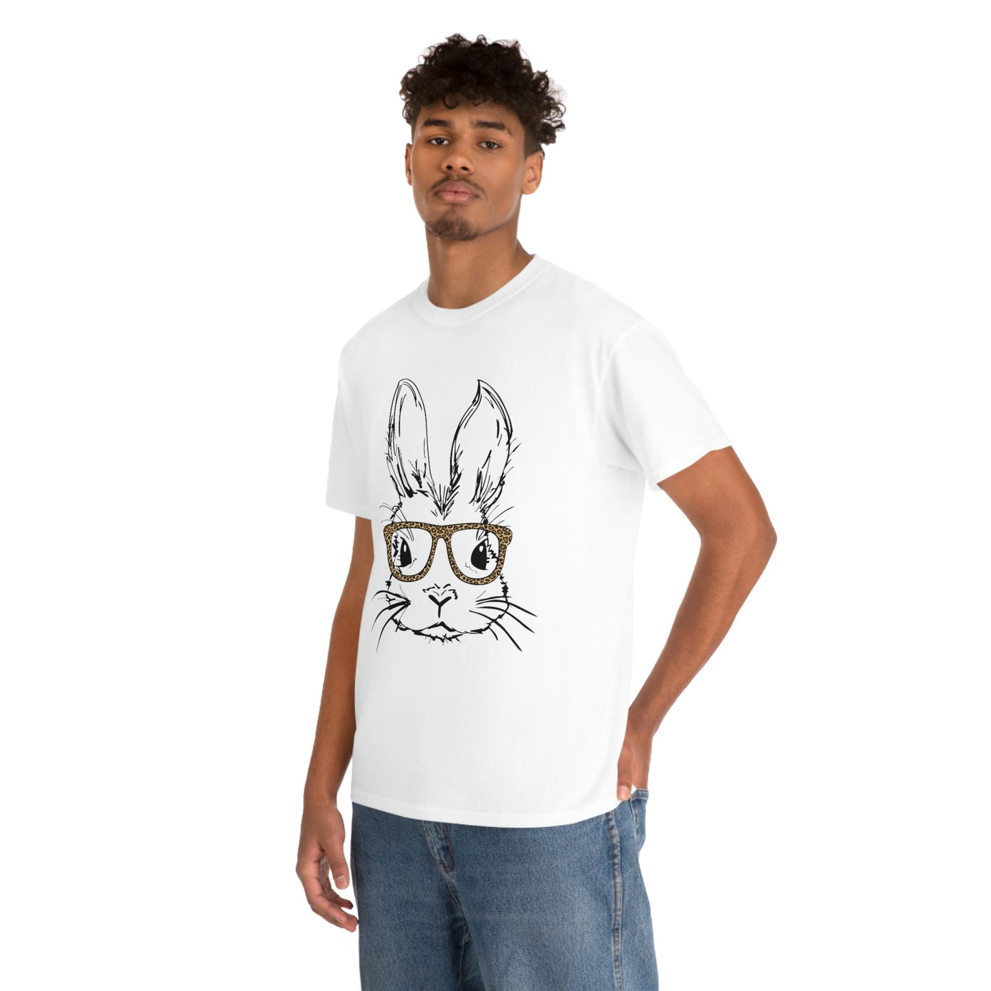 Easter Bunny With Glasses Unisex Heavy Cotton Tee
