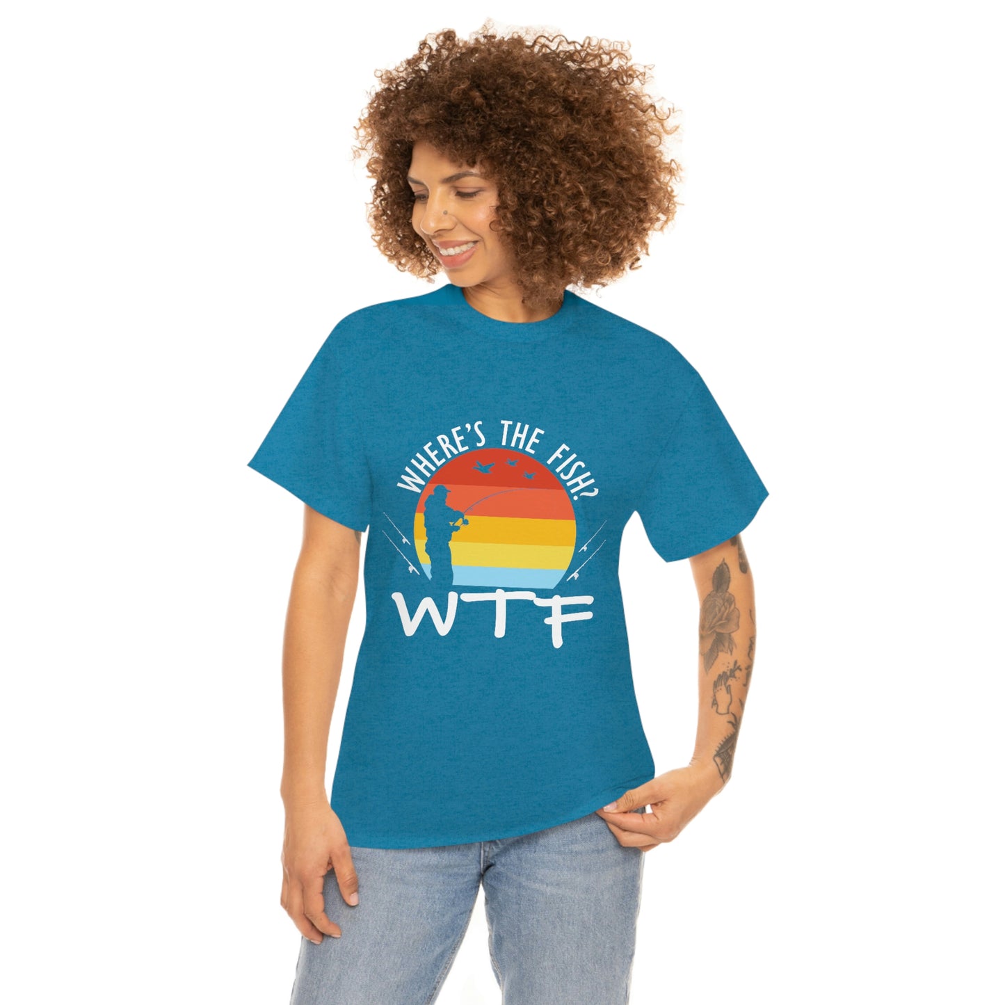 Where's The Fish  WTF Unisex Heavy Cotton Tee