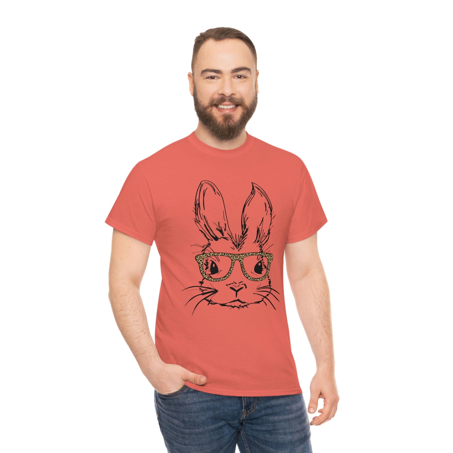 Easter Bunny With Glasses Unisex Heavy Cotton Tee