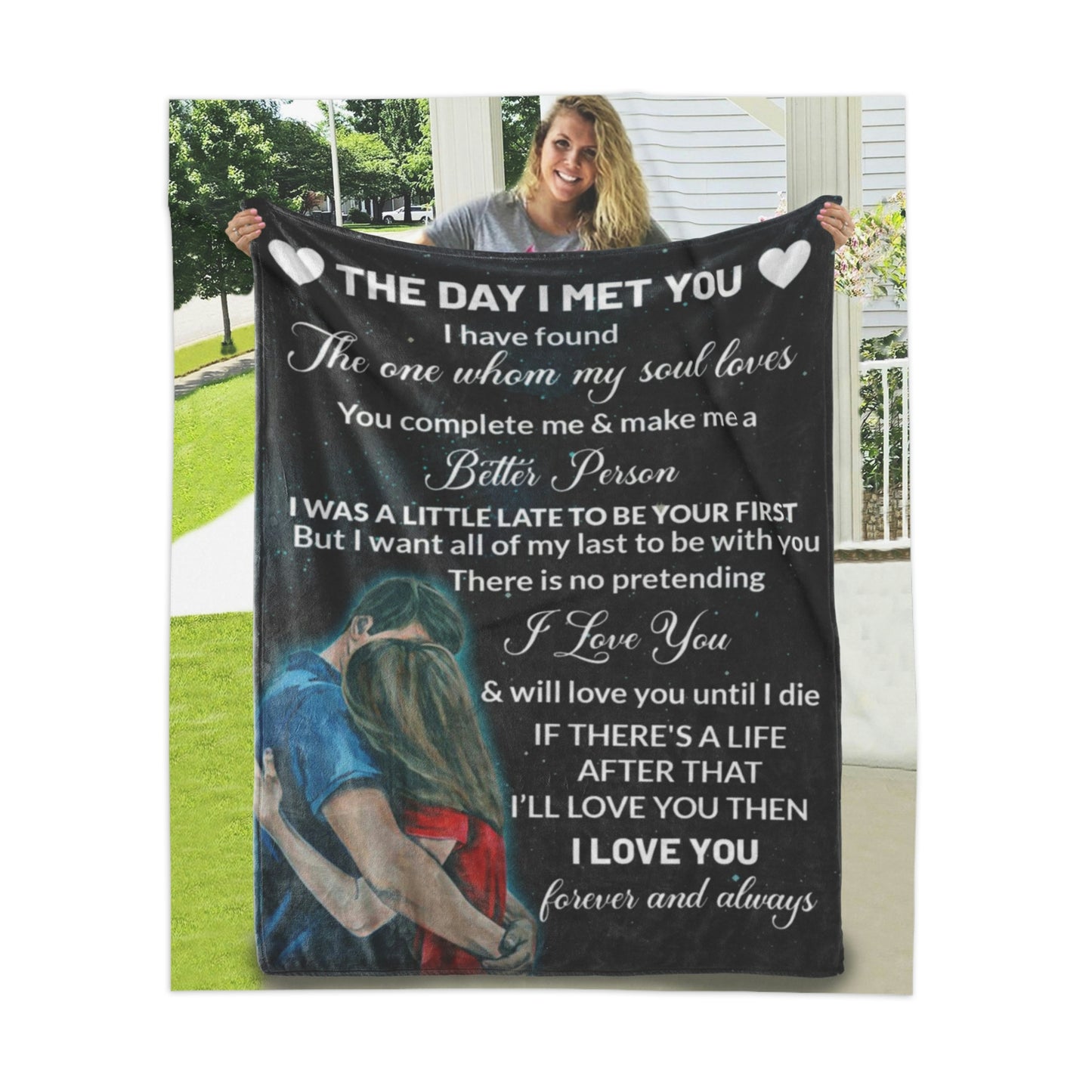 The Day I Met You  Personalized Sherpa Blanket 50" x 60"