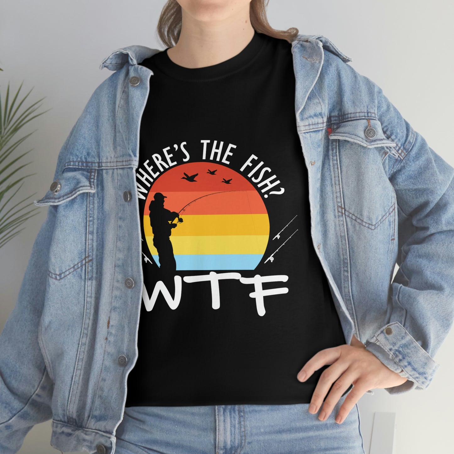 Where's The Fish  WTF Unisex Heavy Cotton Tee