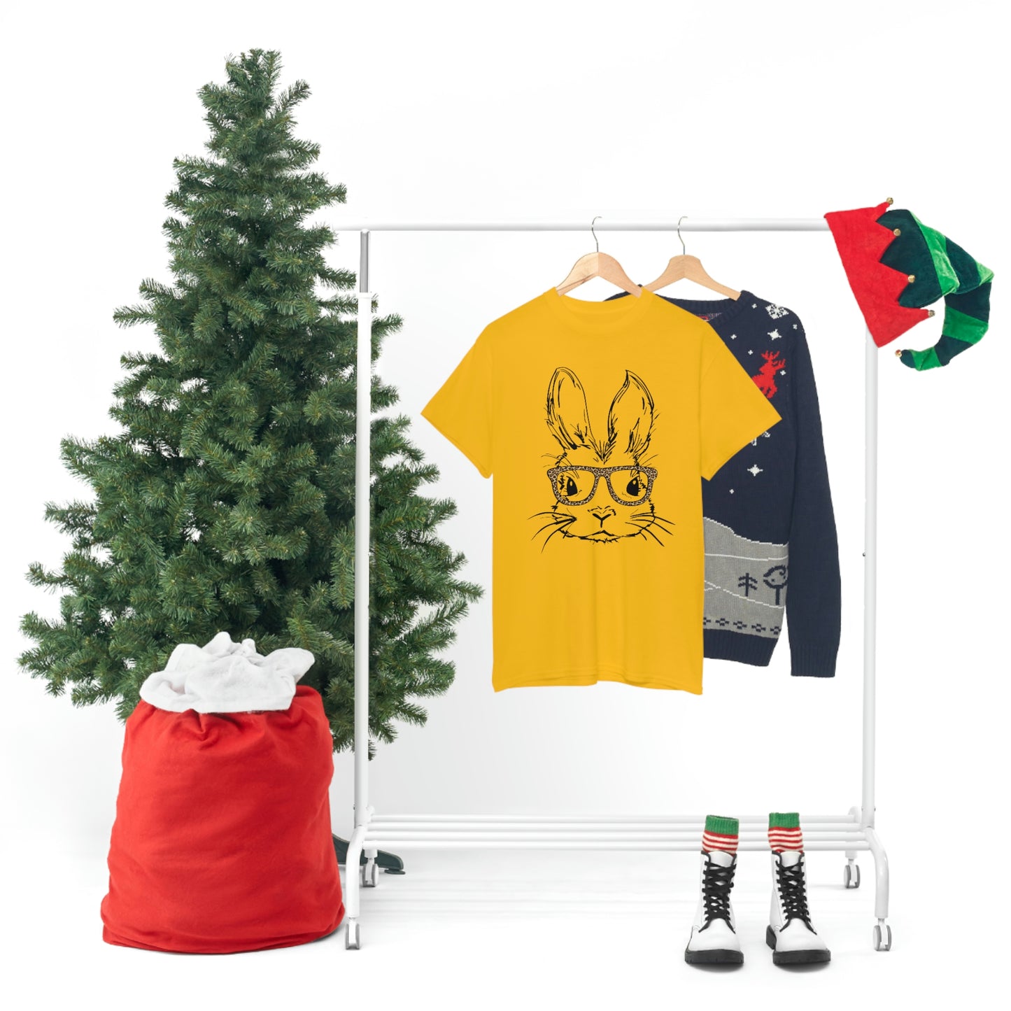 Easter Bunny With Glasses Unisex Heavy Cotton Tee