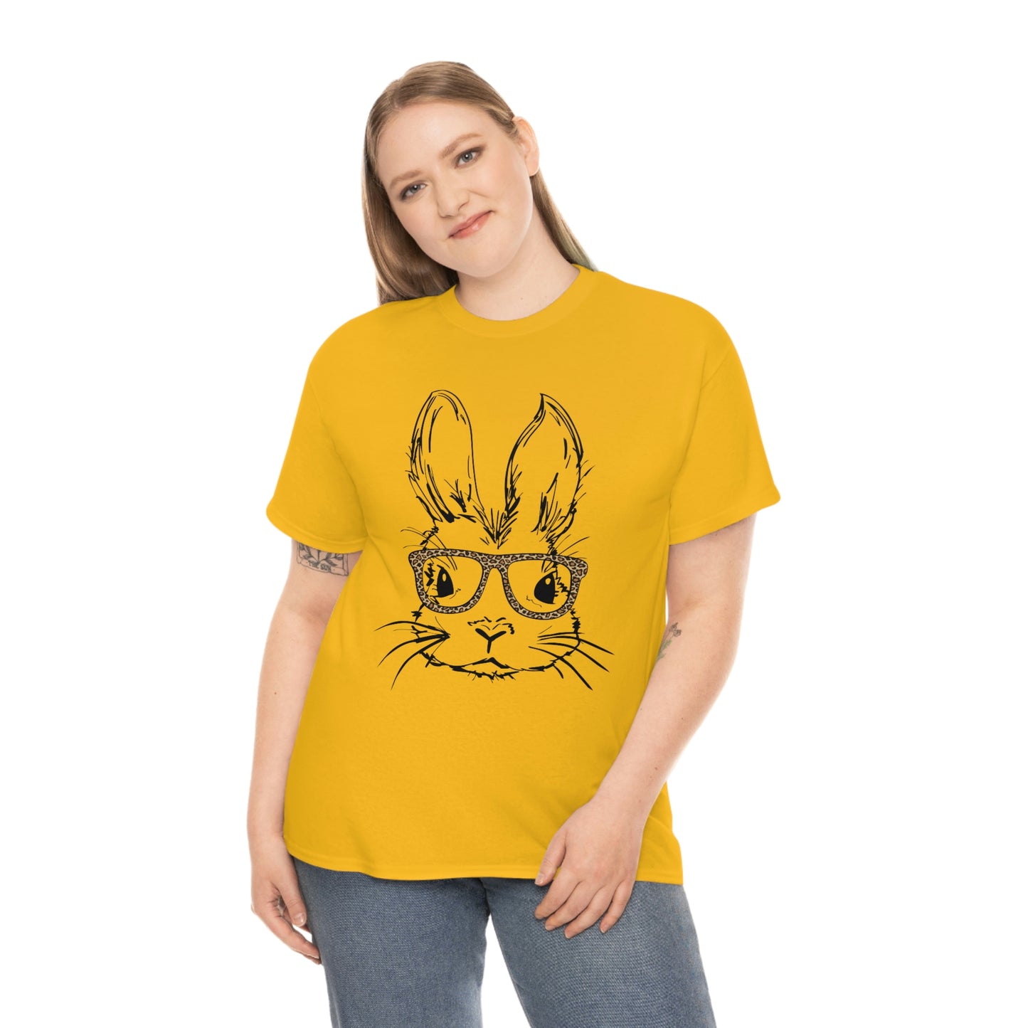 Easter Bunny With Glasses Unisex Heavy Cotton Tee