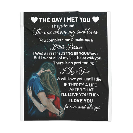 The Day I Met You Personalized Sherpa Blanket