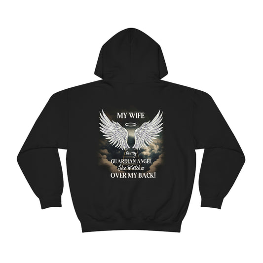 My Wife Is My Guardian Angel Unisex Heavy Blend™ Hooded Sweatshirt