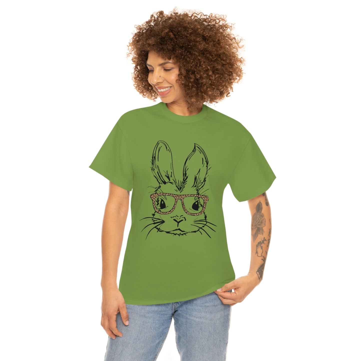 Easter Bunny With Glasses Unisex Heavy Cotton Tee