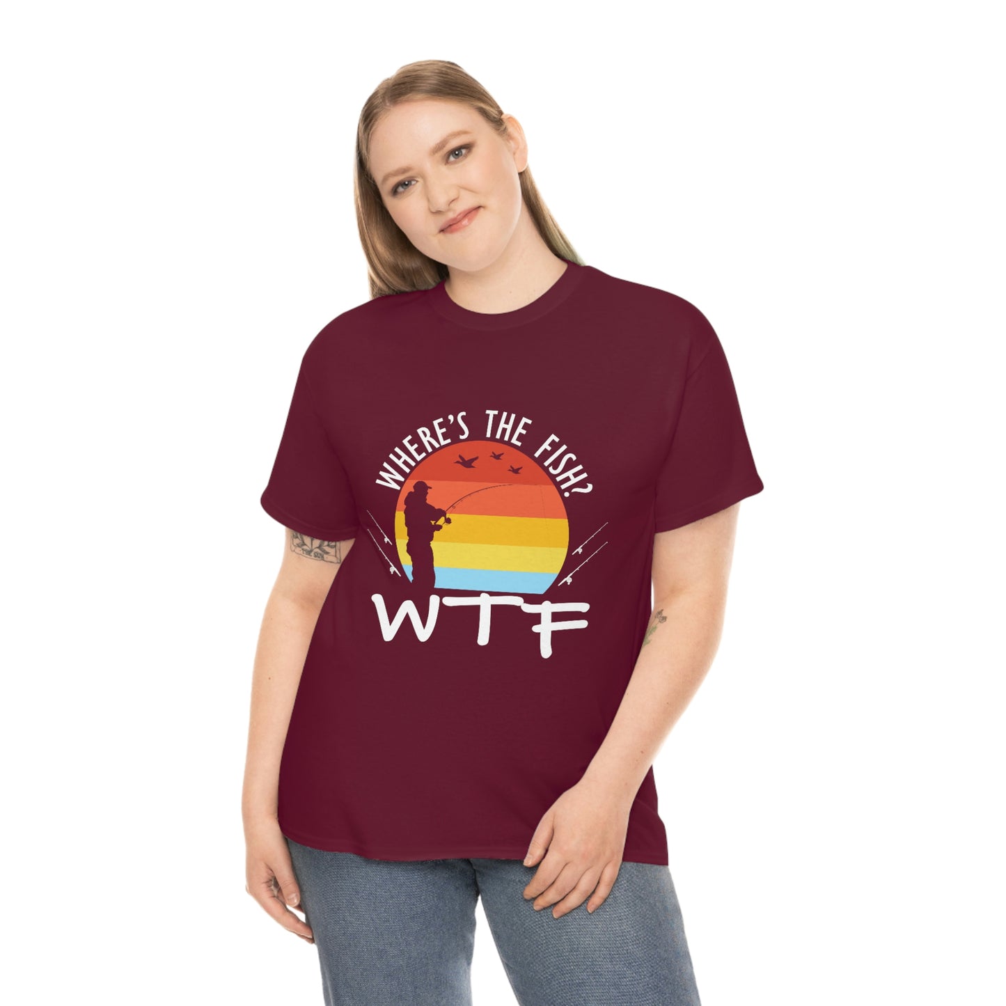 Where's The Fish  WTF Unisex Heavy Cotton Tee