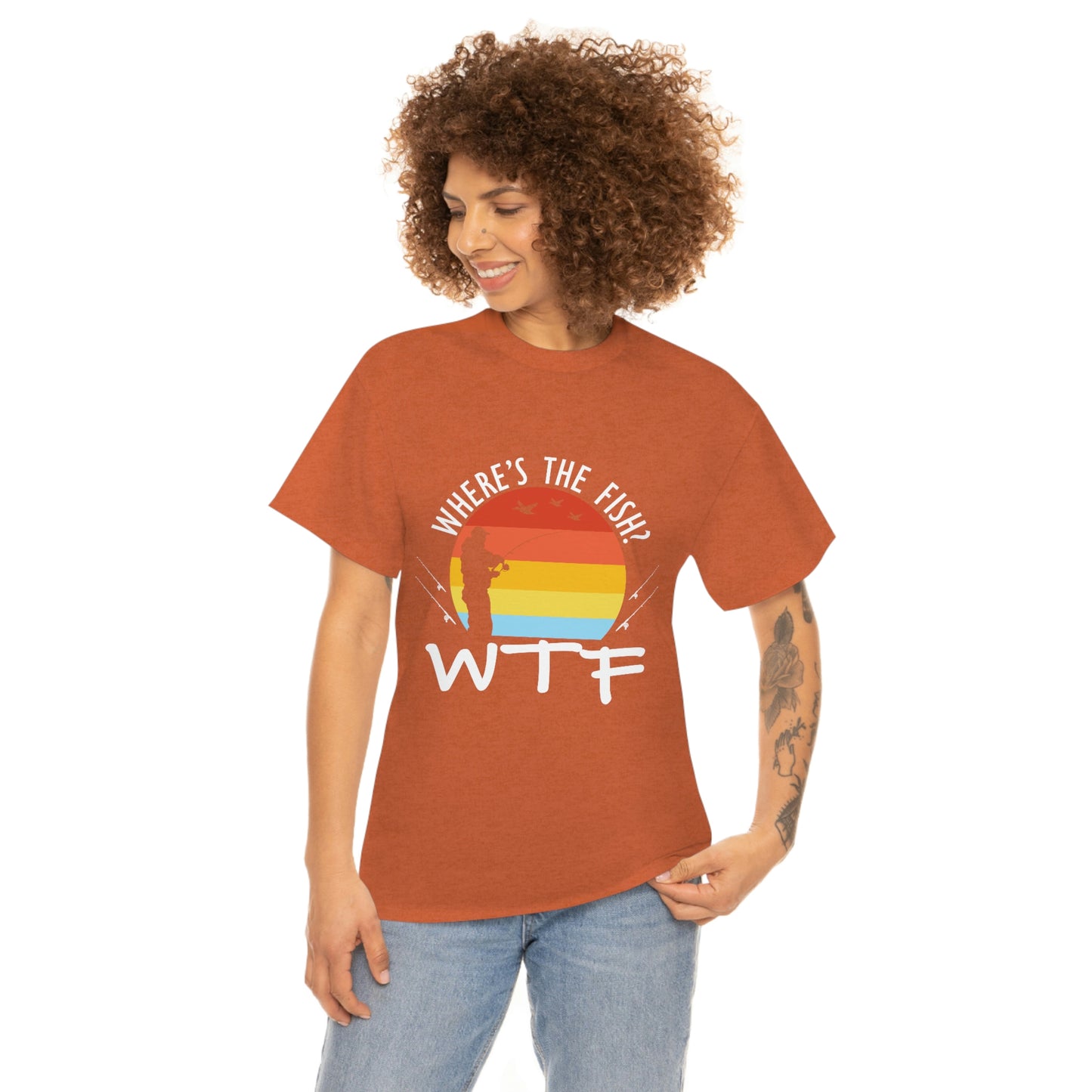 Where's The Fish  WTF Unisex Heavy Cotton Tee