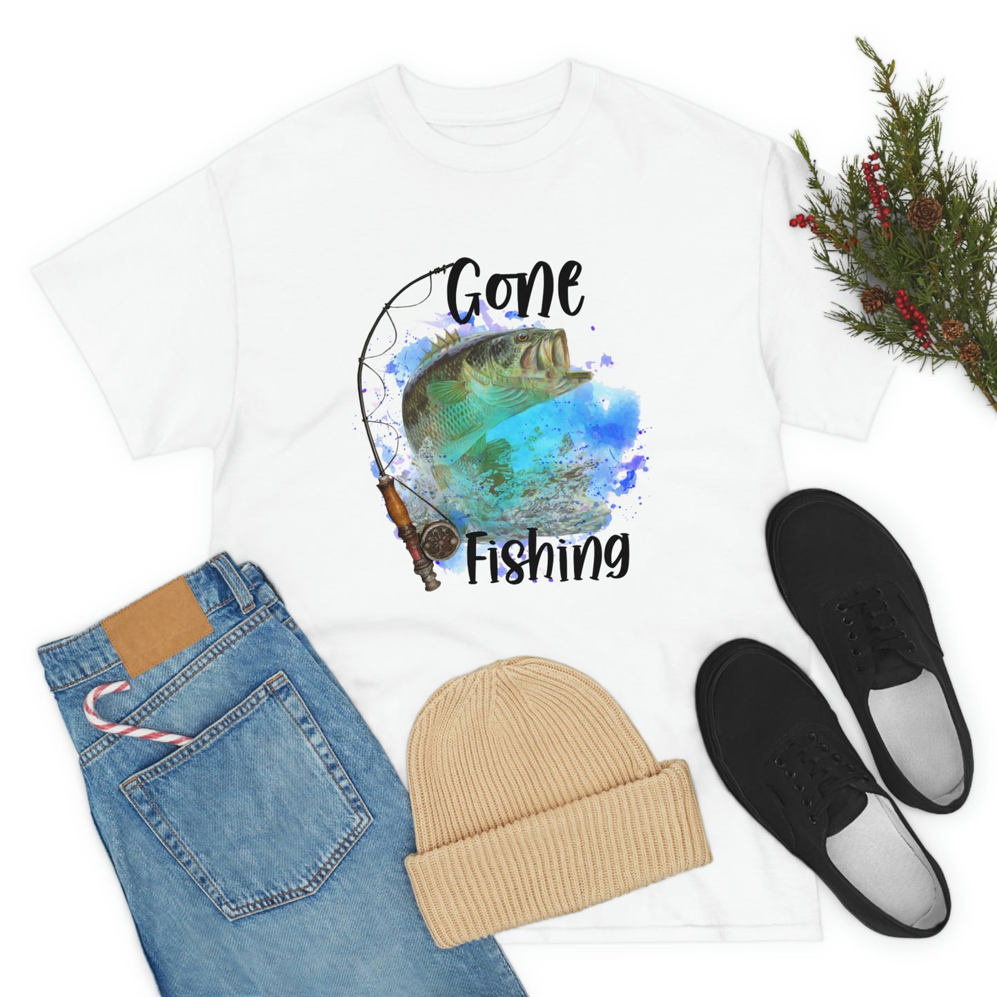 Gone Fishing Unisex Heavy Cotton Tee