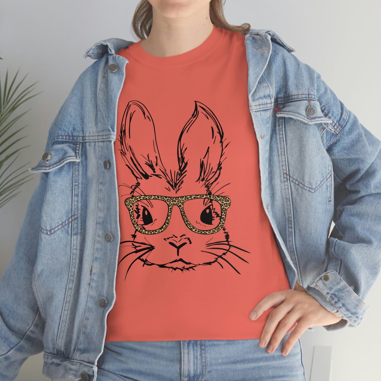 Easter Bunny With Glasses Unisex Heavy Cotton Tee