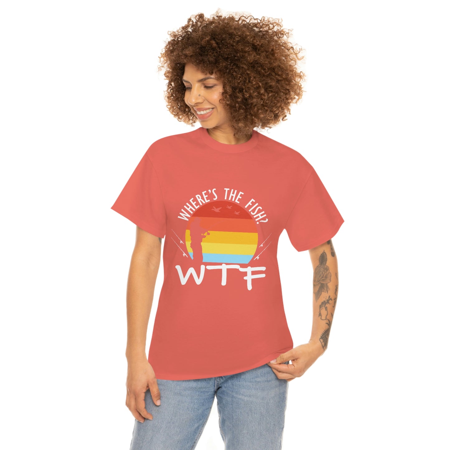 Where's The Fish  WTF Unisex Heavy Cotton Tee