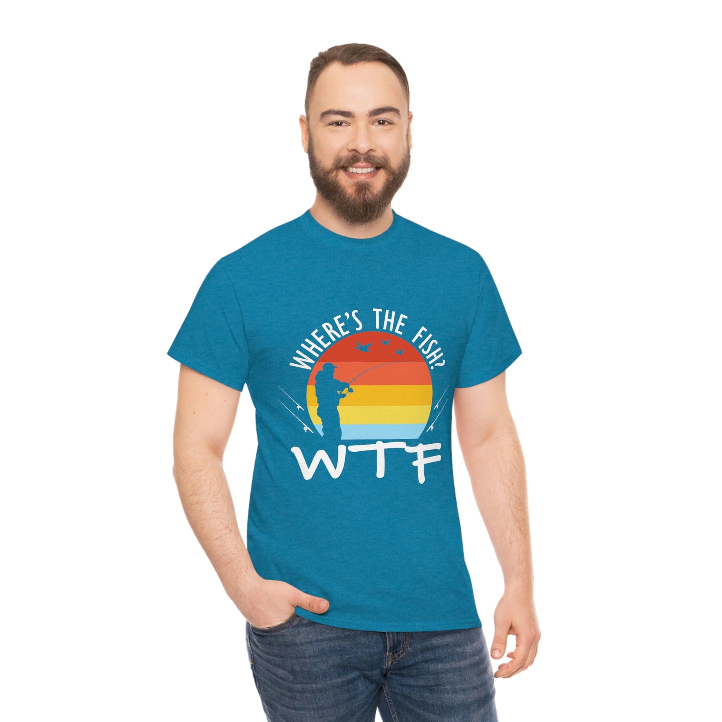 Where's The Fish  WTF Unisex Heavy Cotton Tee