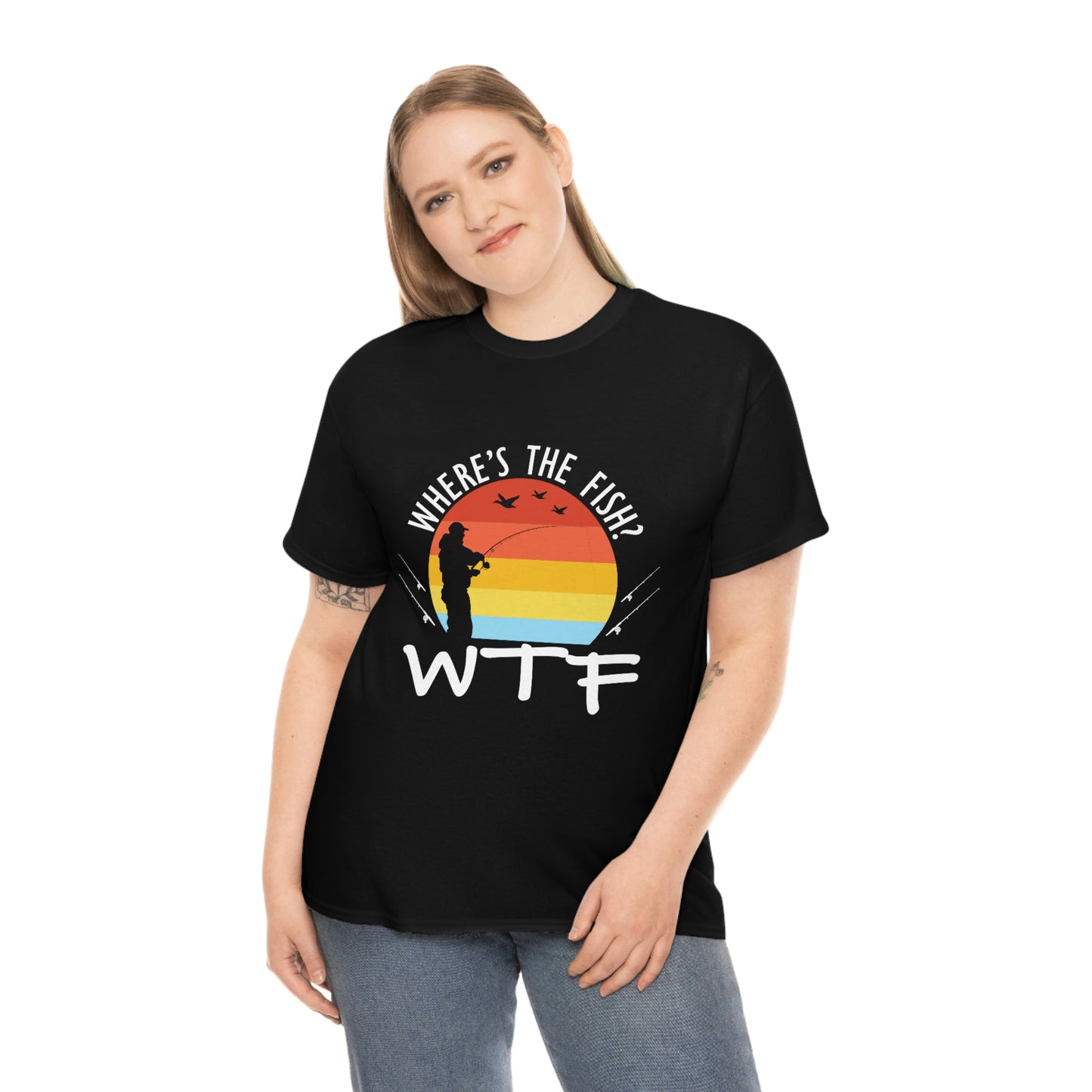 Where's The Fish  WTF Unisex Heavy Cotton Tee