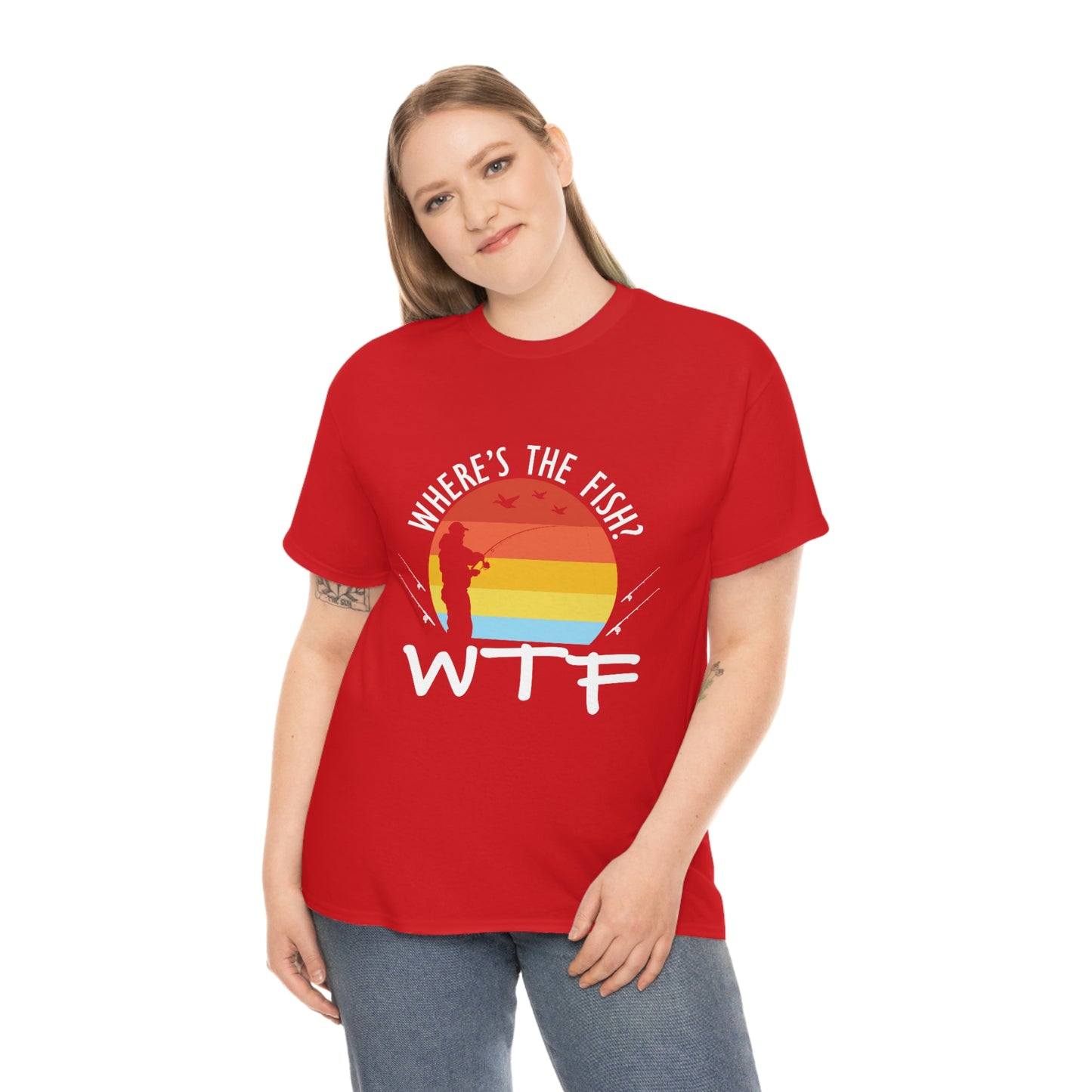 Where's The Fish  WTF Unisex Heavy Cotton Tee