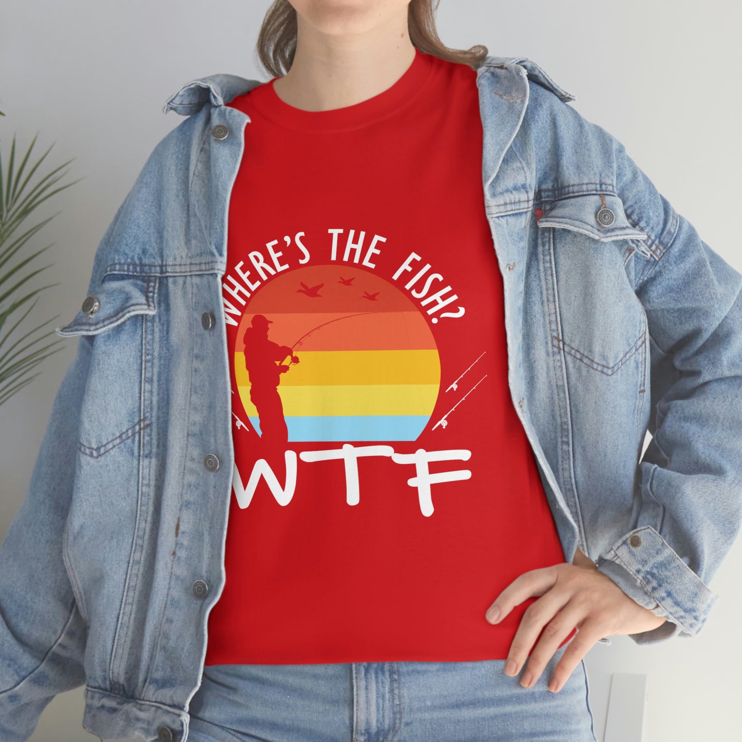 Where's The Fish  WTF Unisex Heavy Cotton Tee
