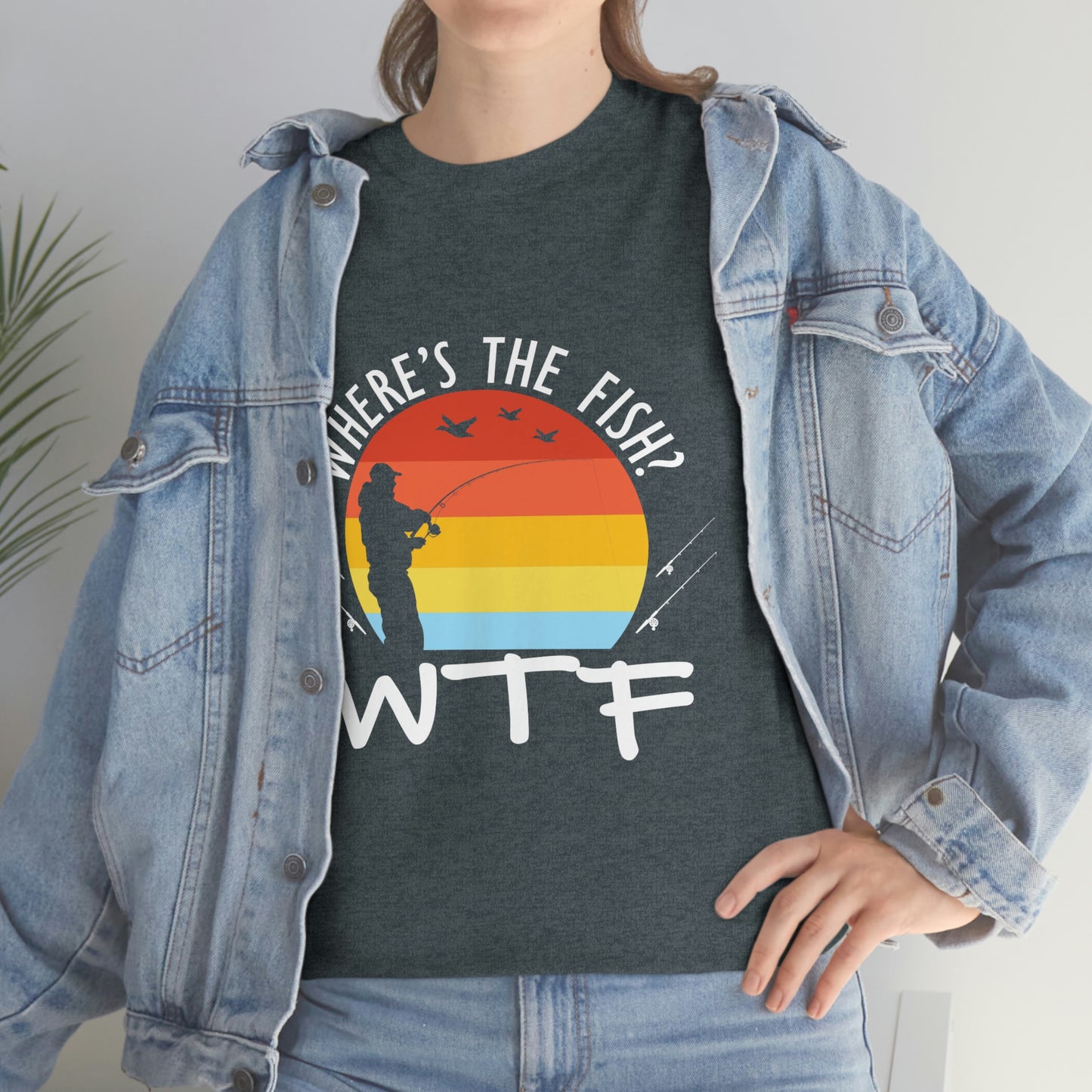 Where's The Fish  WTF Unisex Heavy Cotton Tee