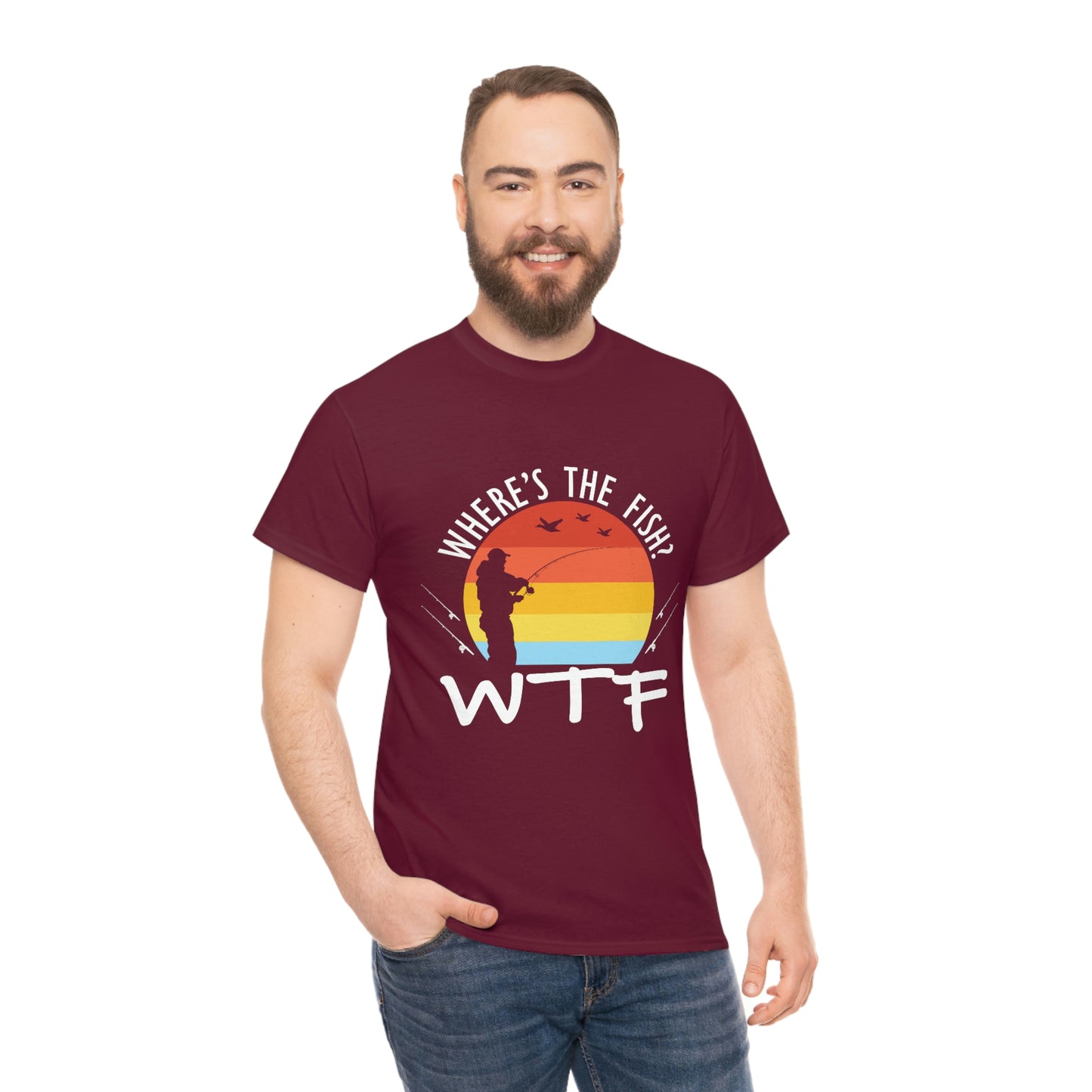 Where's The Fish  WTF Unisex Heavy Cotton Tee