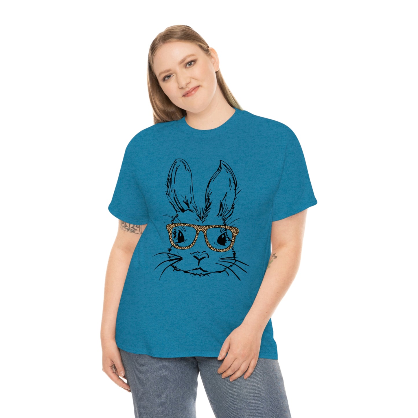 Easter Bunny With Glasses Unisex Heavy Cotton Tee