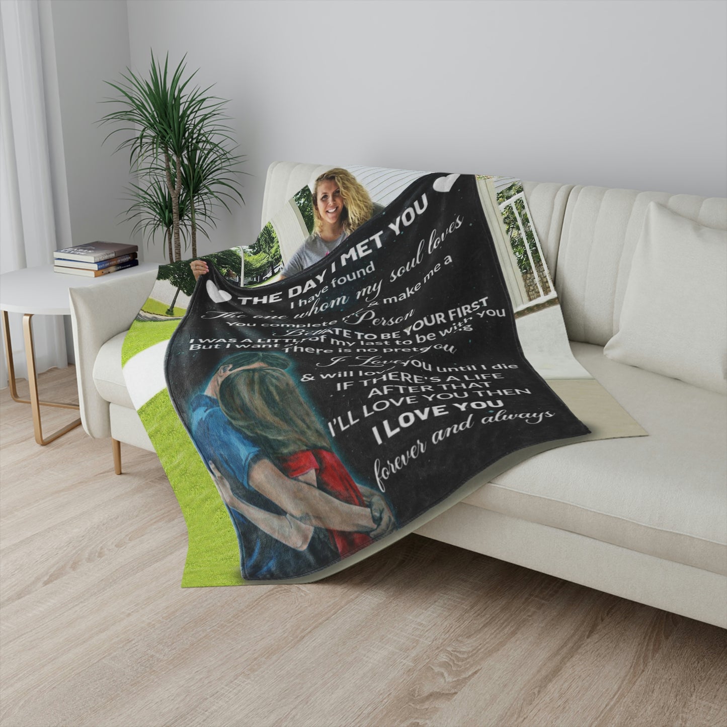 The Day I Met You  Personalized Sherpa Blanket 50" x 60"