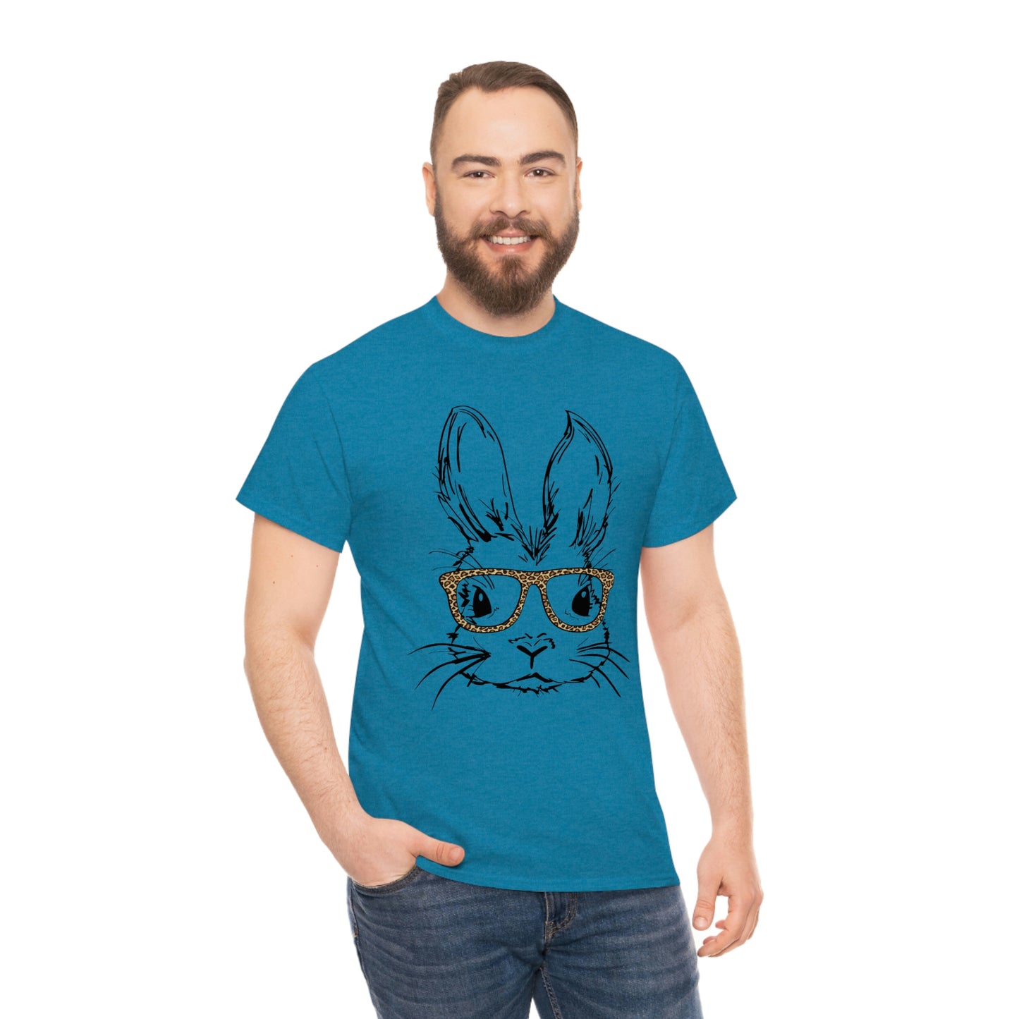 Easter Bunny With Glasses Unisex Heavy Cotton Tee